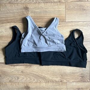 Bundle of 3 Kindred Bravely Nursing Sleep Bras in Black and Gray, Medium